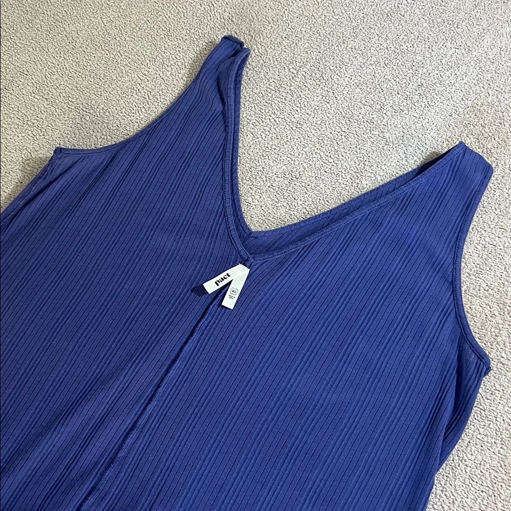 Pact - Dreamy Blue Pointelle Ribbed Sleep Romper - Size XL - Picture 7 of 14